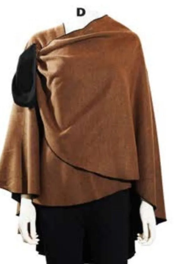 Cashmere Reversible Buckle Cape Shawl Solid Colors