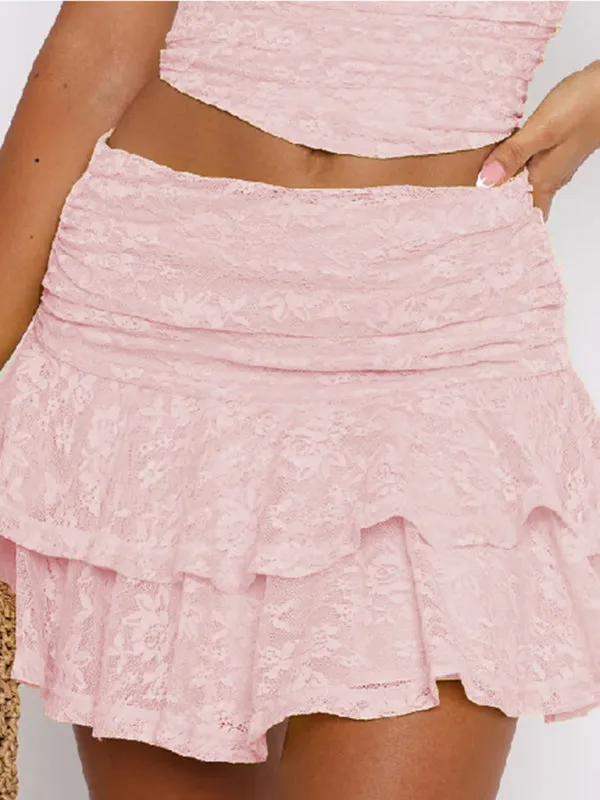 Chic Layered Lace Mini Skirt - Spring/Summer