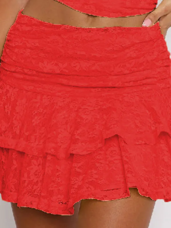 Chic Layered Lace Mini Skirt - Spring/Summer