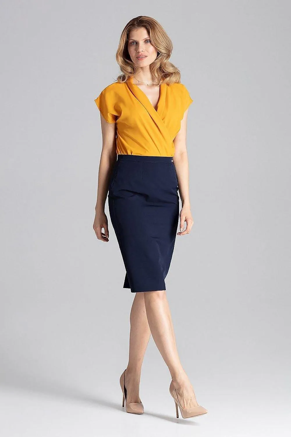 Chic Overlapping Back Knee-Length Pencil Skirt