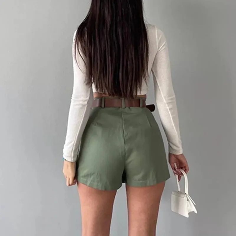 Chic Solid Color Pleated Mini Skirt