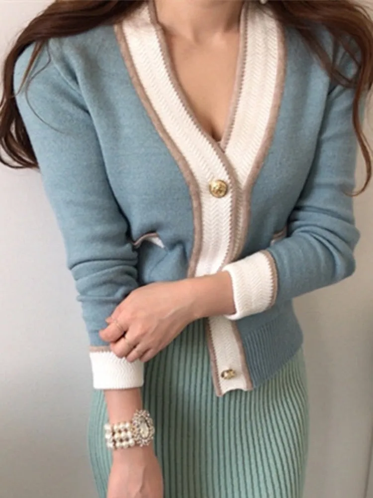 Chic V-Neck Button-Up Cashmere Cardigans