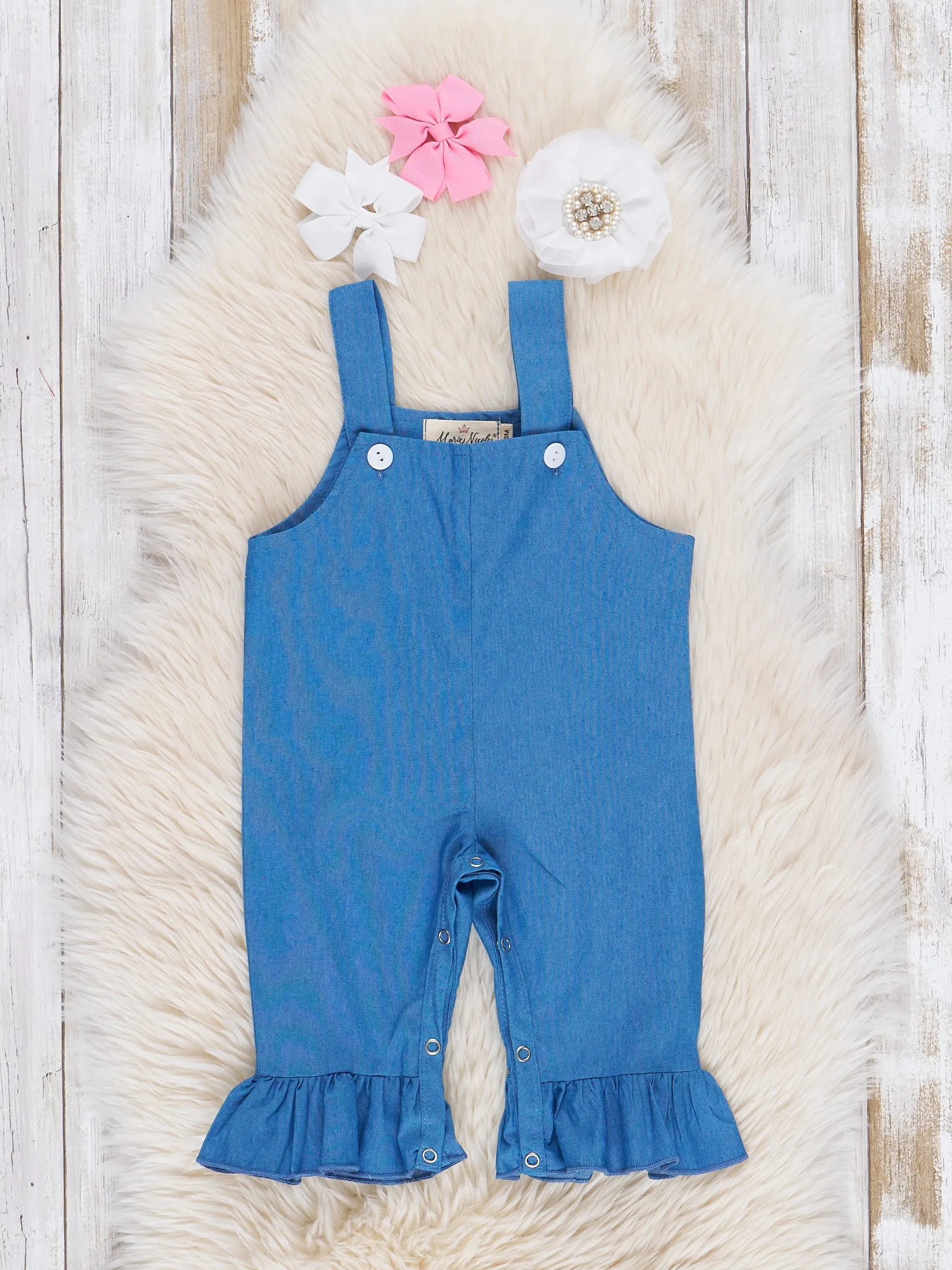 Christmas Village Chambray Overalls Set