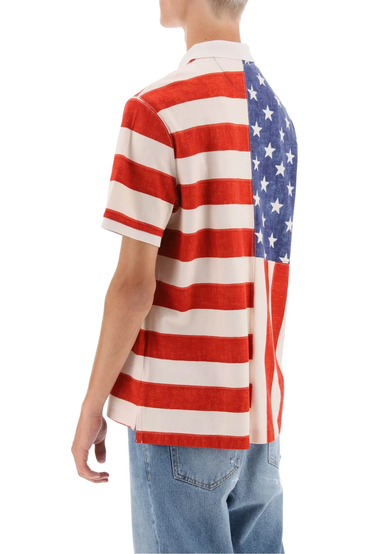 classic fit polo shirt with printed flag