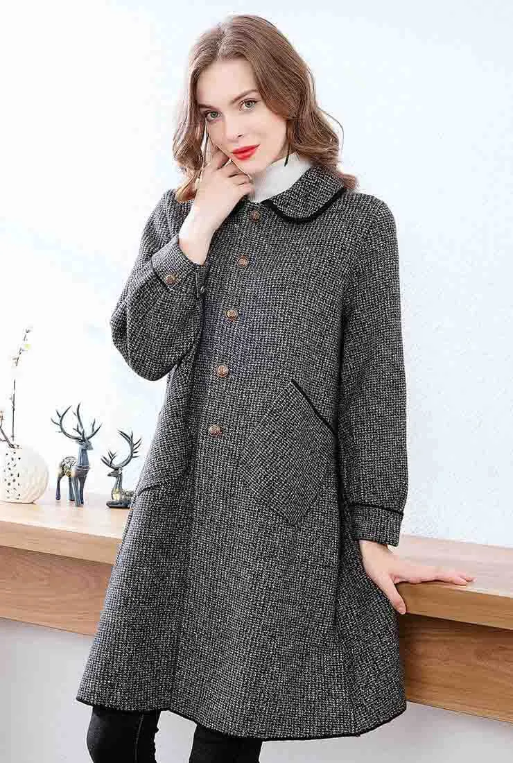 Classic Gray Mid-length Cashmere Coat