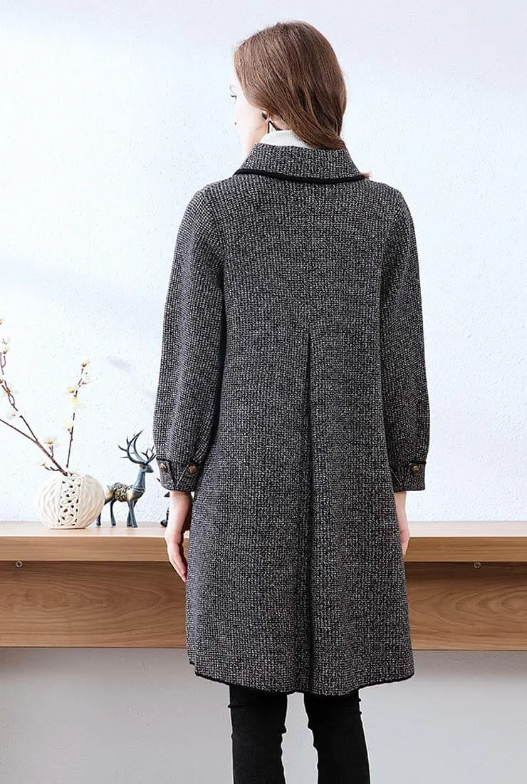 Classic Gray Mid-length Cashmere Coat