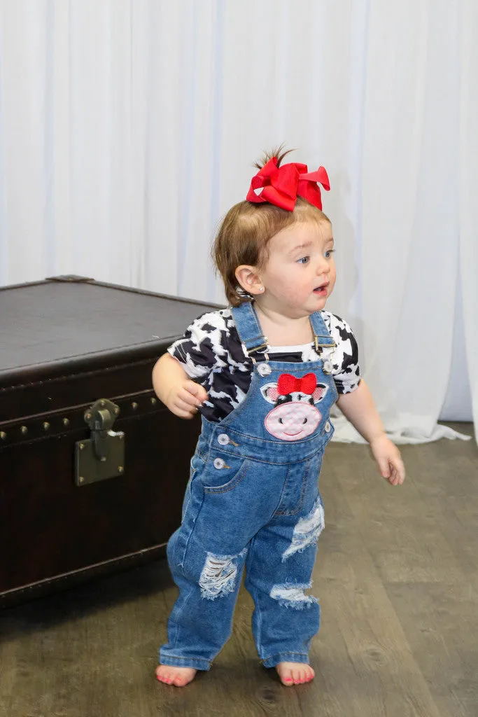 Cow Print Shirt & Overalls