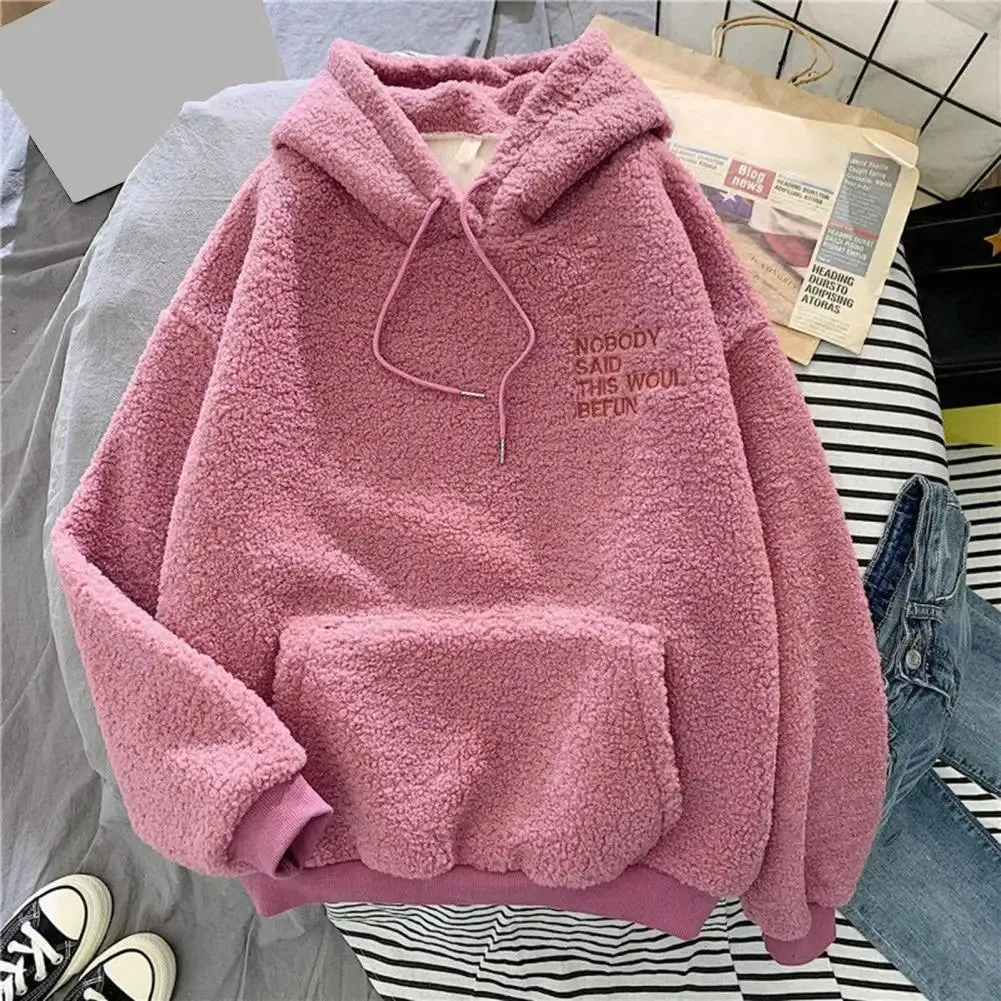 Cozy Thick Warm Fleece Embroidered Hoodie