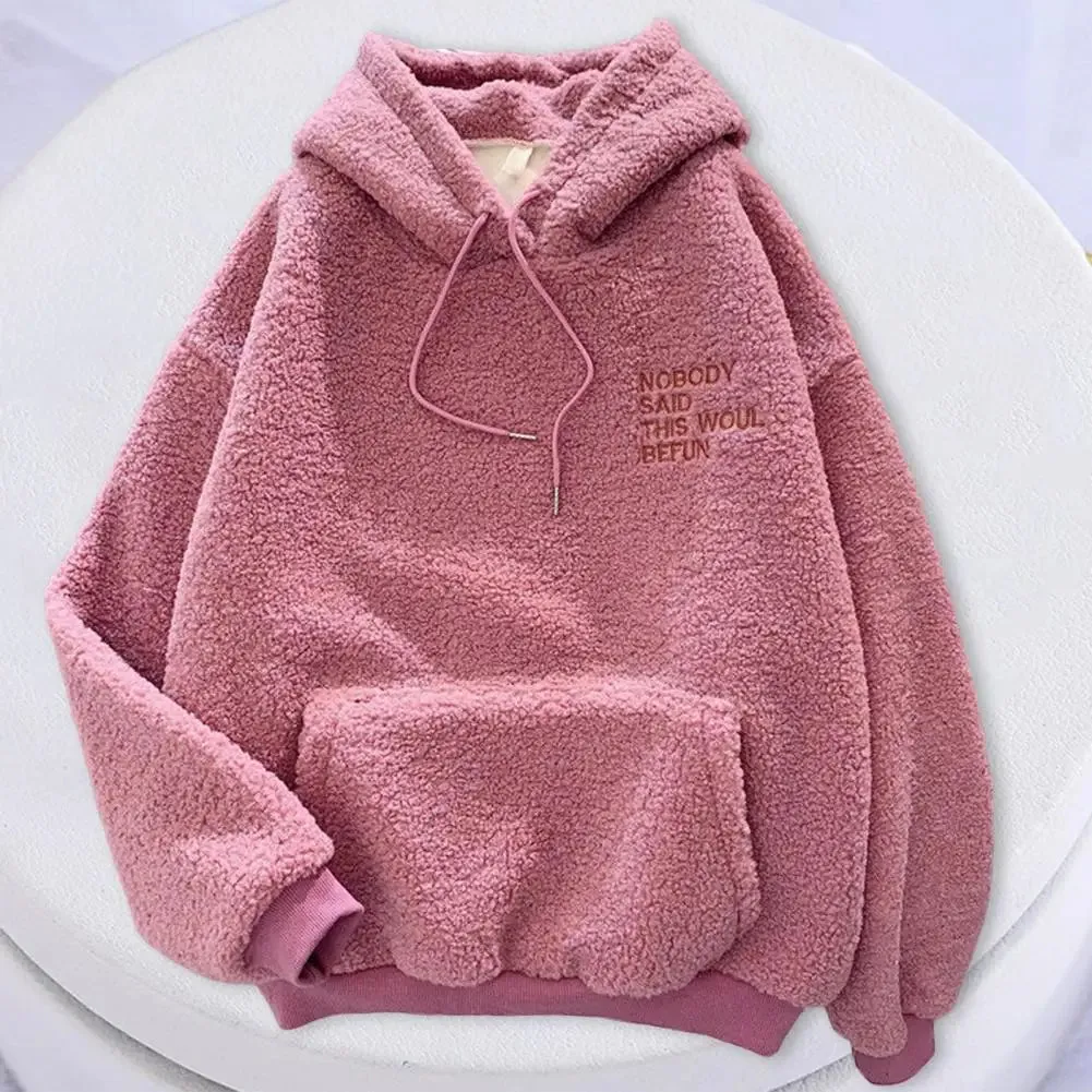 Cozy Thick Warm Fleece Embroidered Hoodie