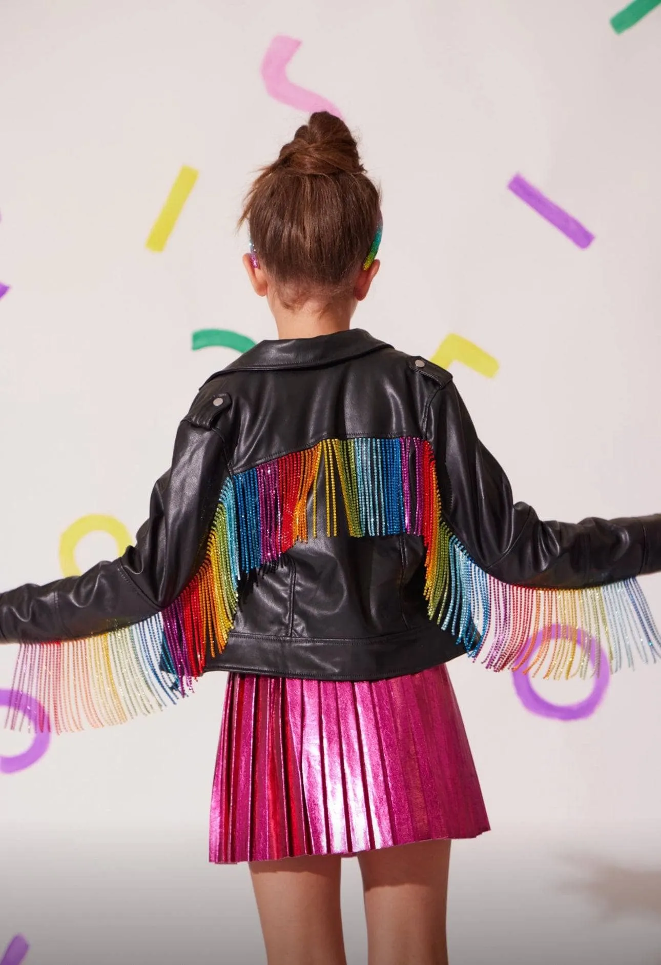 Crystal Rainbow Rain Leather Jacket