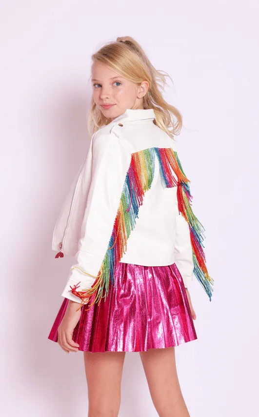 Crystal Rainbow Rain Leather Jacket