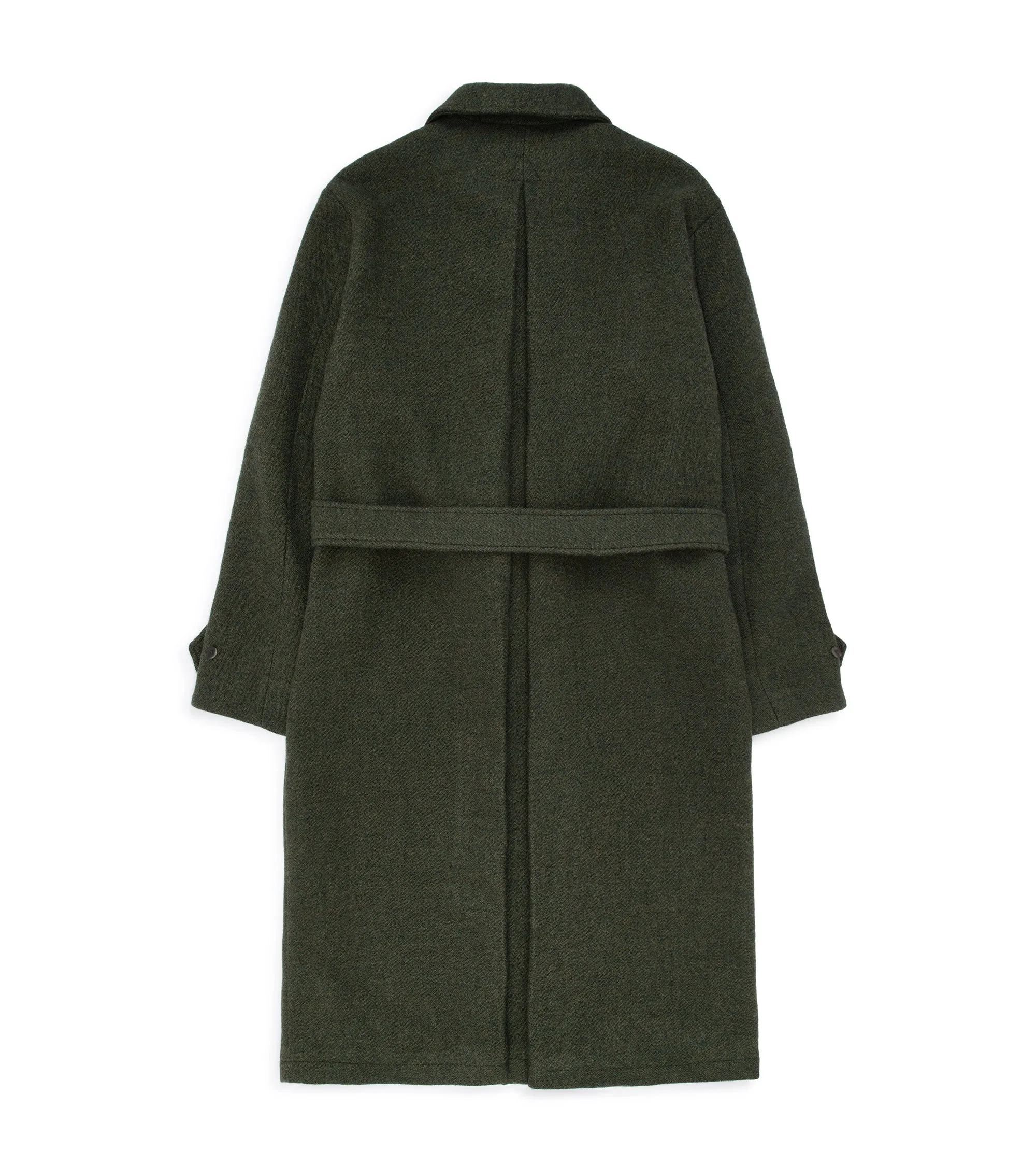 De Bonne Facture Spongy Wool Cloth Overcoat: Moss Green