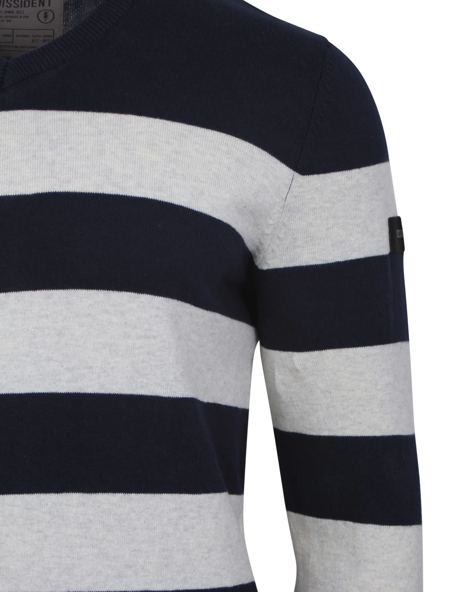 Dissident V-neck contrast stripe jumper in blue