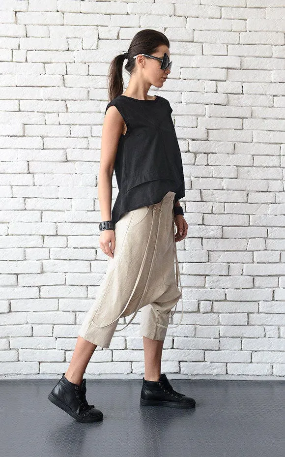 Drop Crotch Linen Pants