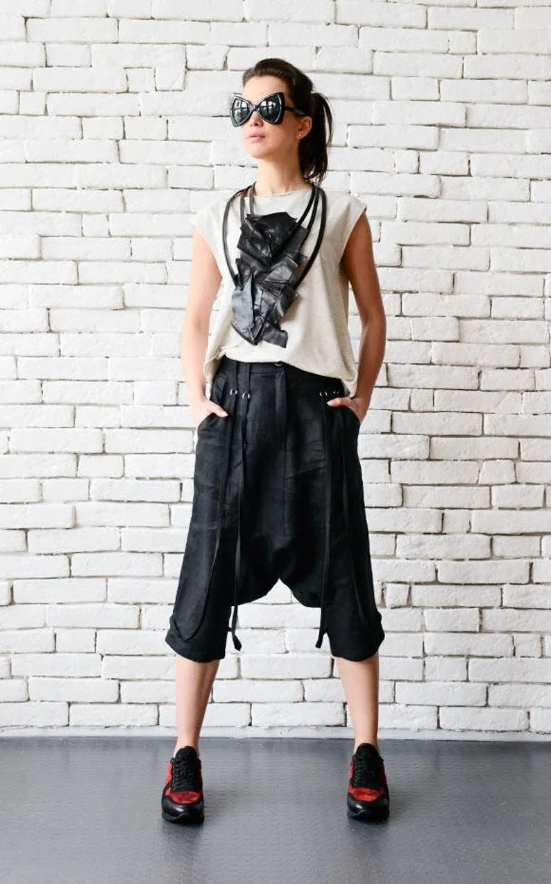 Drop Crotch Linen Pants