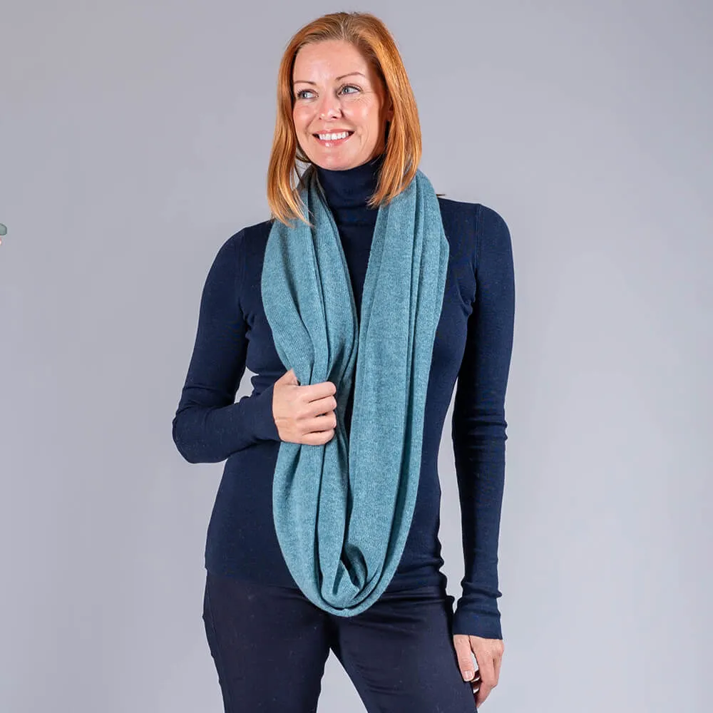 Dusty Teal Double Size Cashmere Snood