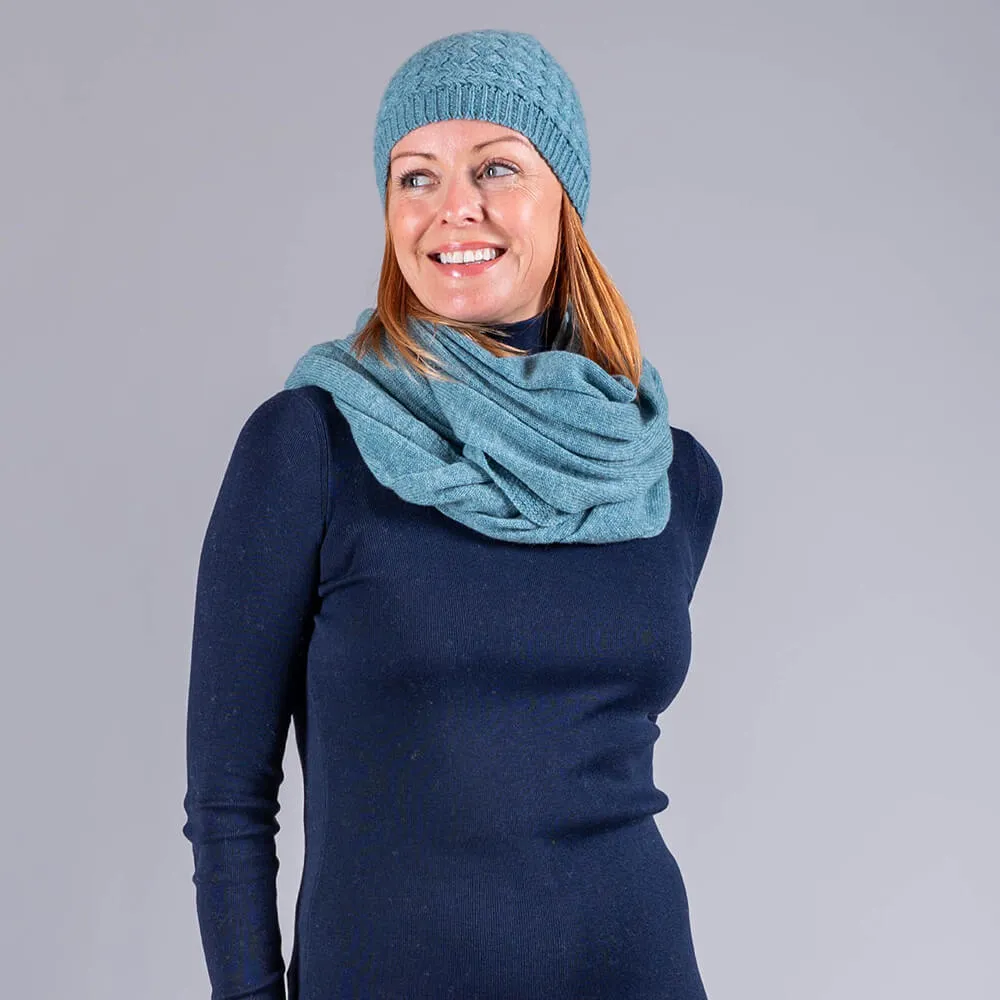 Dusty Teal Double Size Cashmere Snood