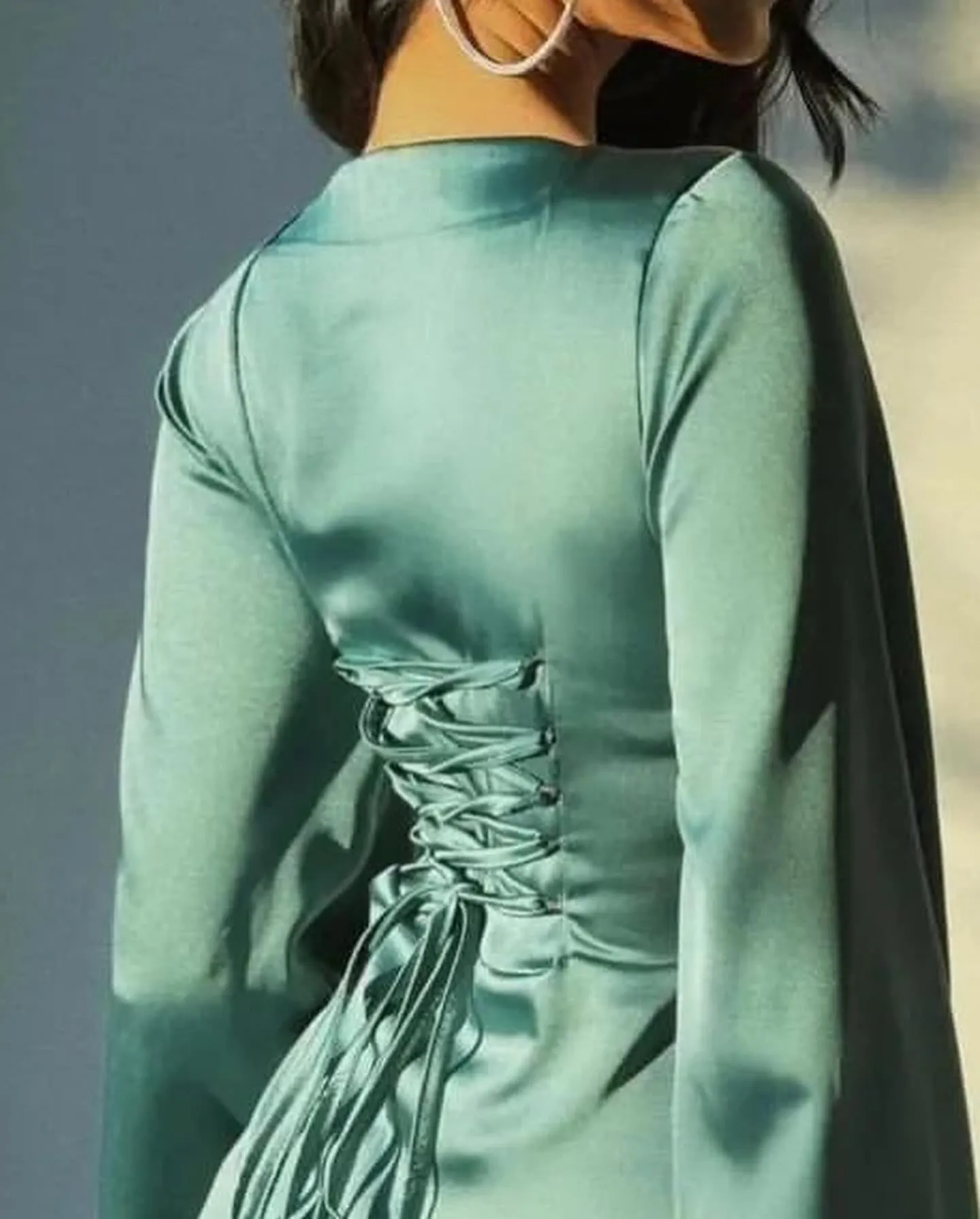 Elegant Emerald Green Evening Dress Long Sleeves SF028