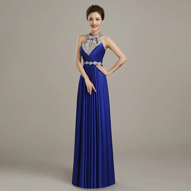 Elegant Long Floor Length Satin Sexy Formal Prom Party Gowns