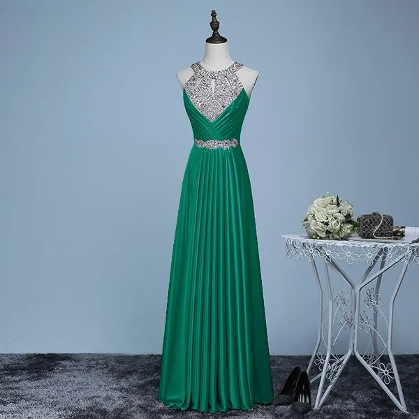 Elegant Long Floor Length Satin Sexy Formal Prom Party Gowns