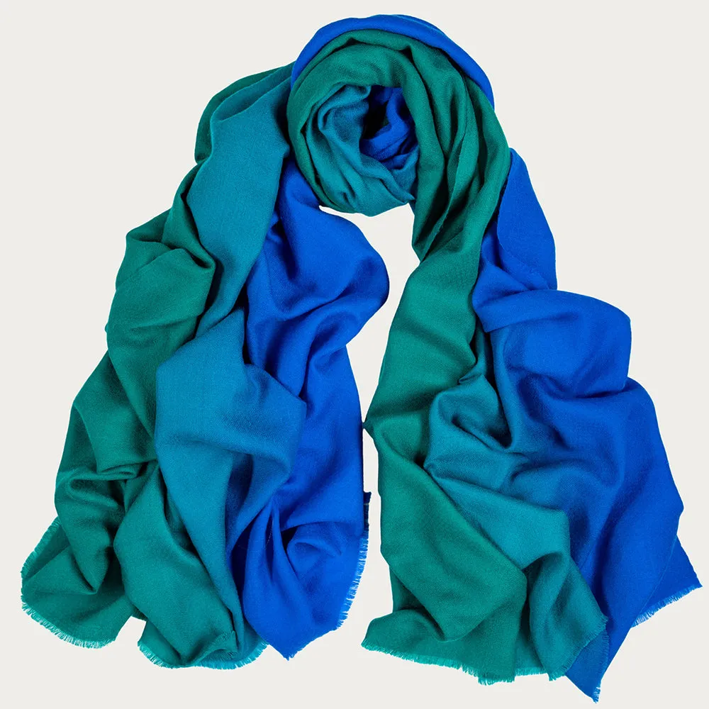 Emerald to Sapphire Pashmina Cashmere Ring Shawl