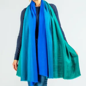 Emerald to Sapphire Pashmina Cashmere Ring Shawl