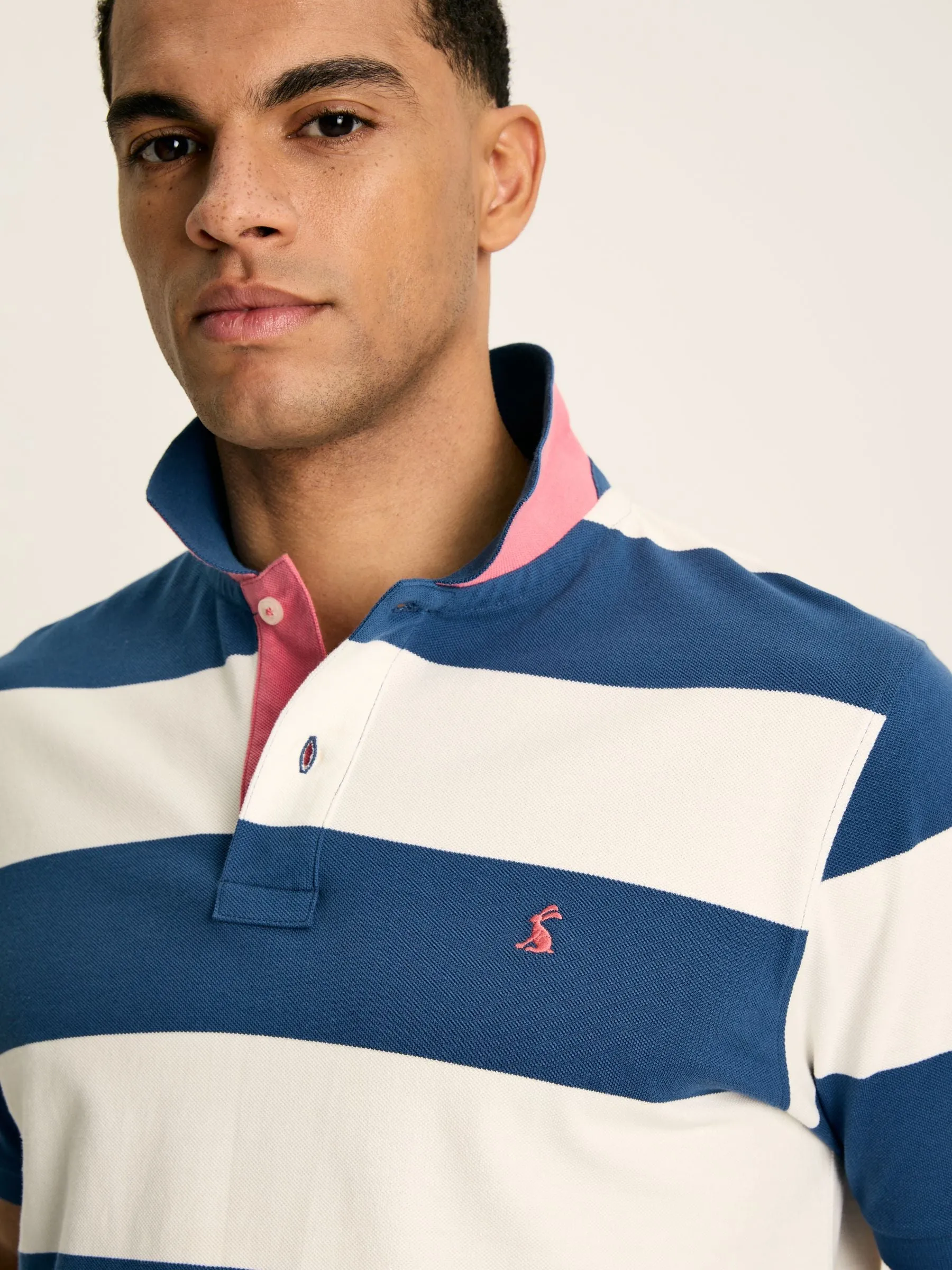 Filbert Blue/White Regular Fit Striped Polo Shirt