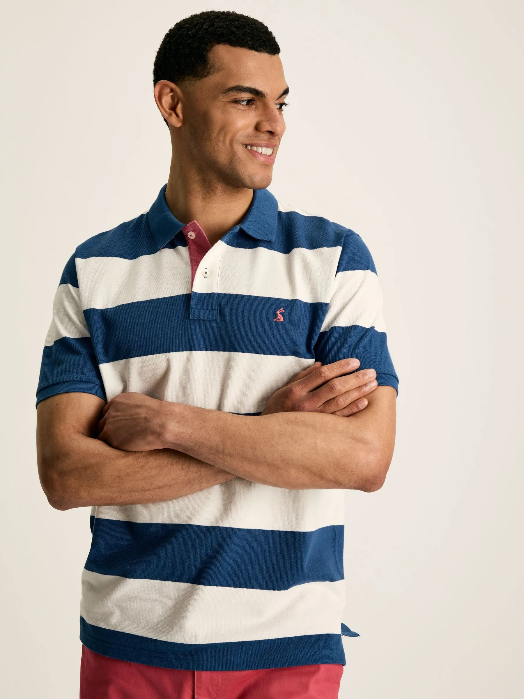 Filbert Blue/White Regular Fit Striped Polo Shirt