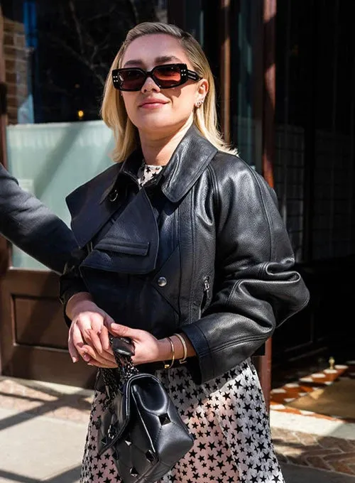 Florence Pugh Black Leather Jacket