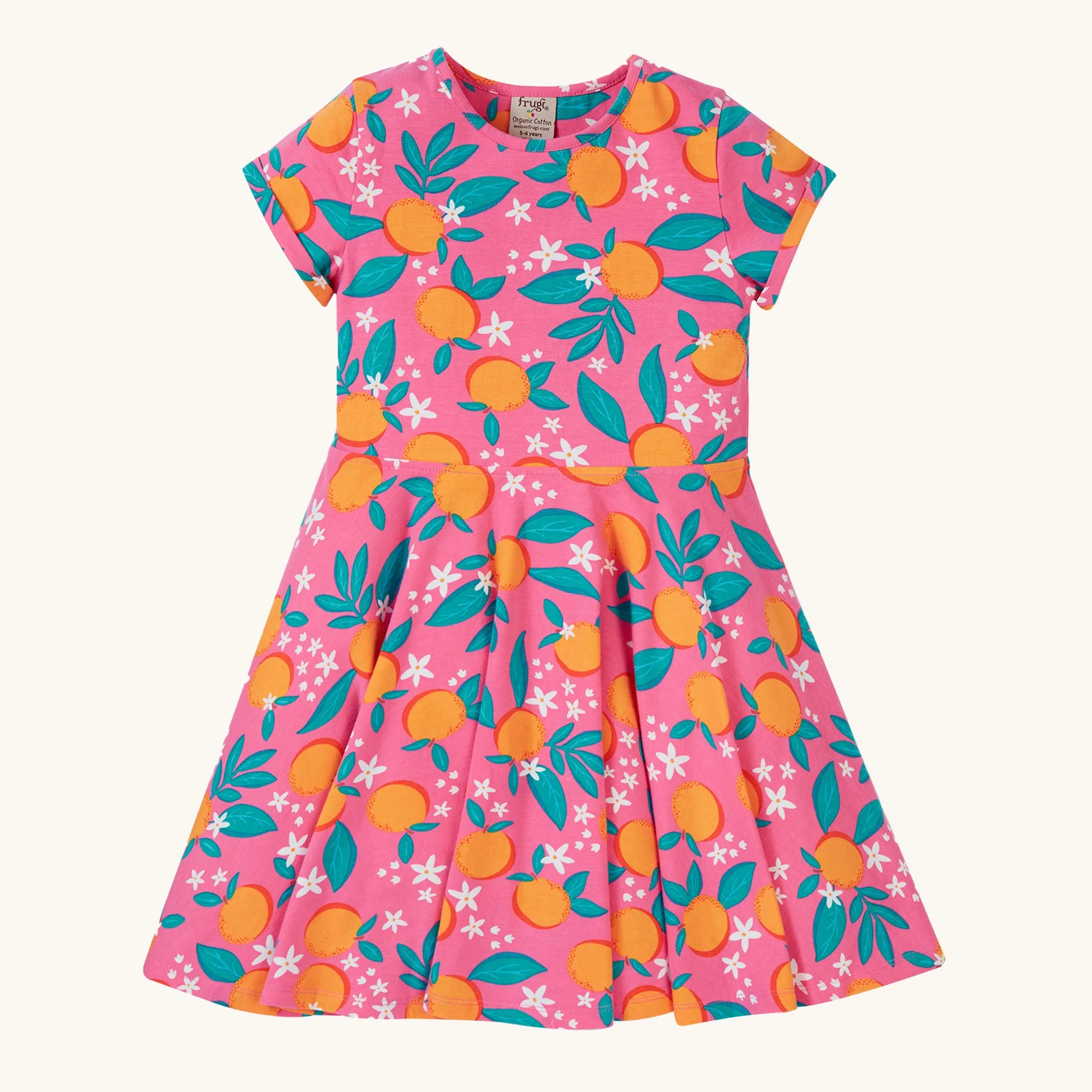 Frugi Organic Summer Skater Dress - Orange Blossom