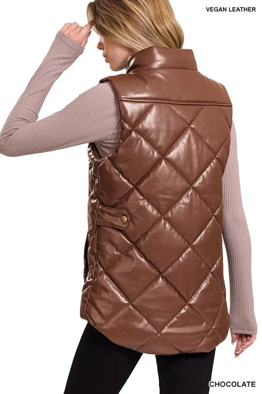 FS CLEARANCE Vegan Leather Puffer Vest