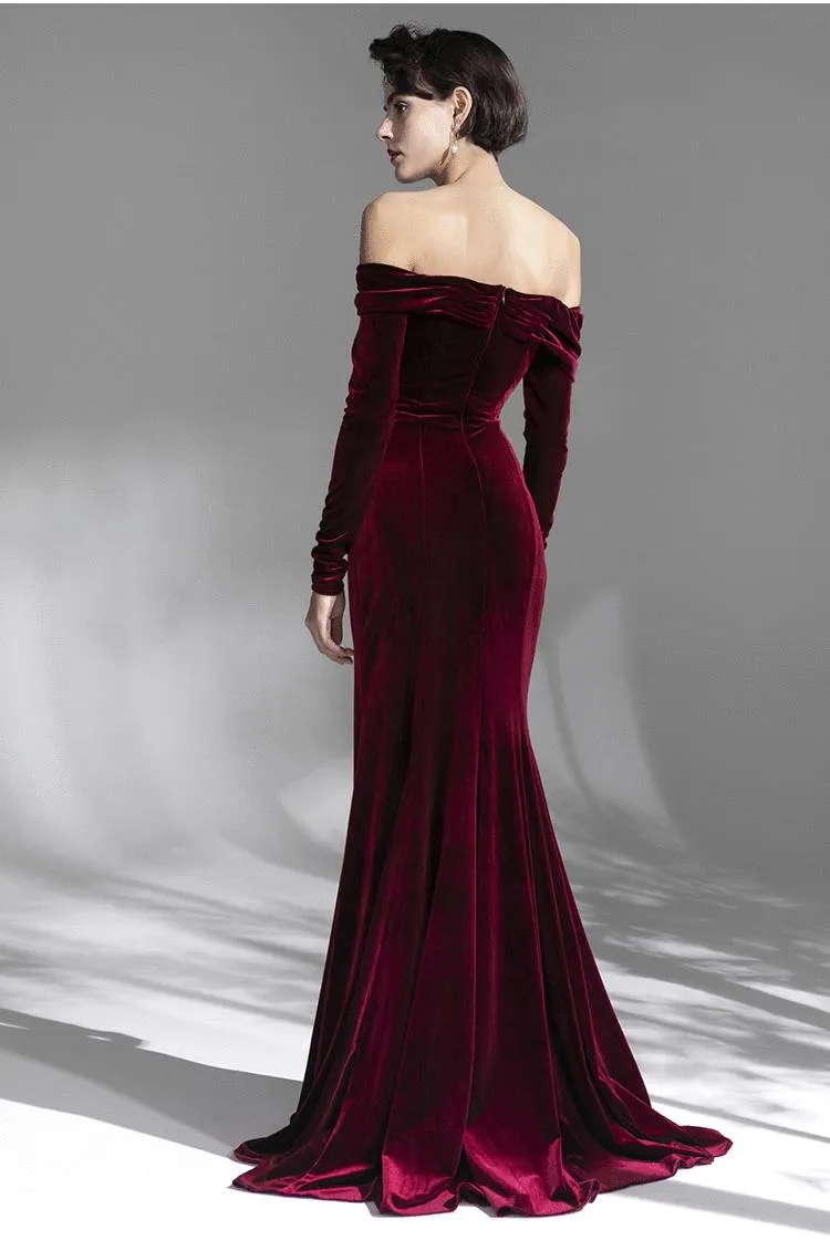 G-end minimalist elegant  velvet prom bridal evening dress - Sulim