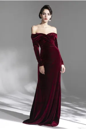 G-end minimalist elegant  velvet prom bridal evening dress - Sulim