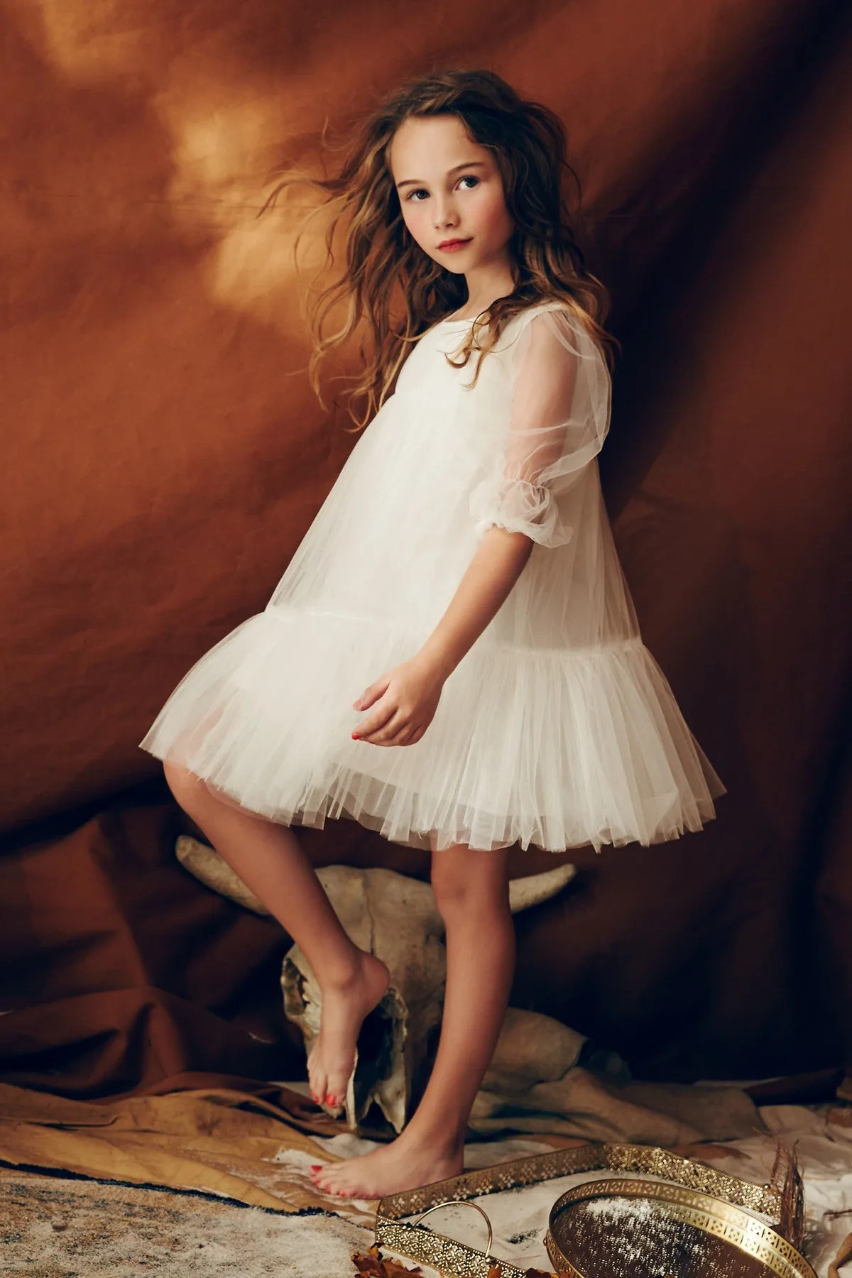 Girls Dress Nellystella Alice - Classic White