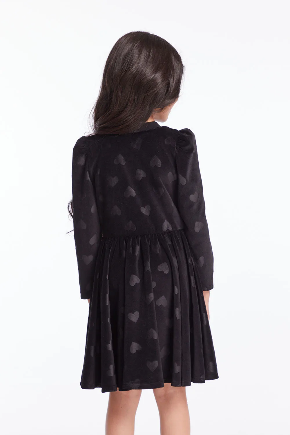 Girls Licorice Puff Long Sleeve Dress with Twirl Skirt