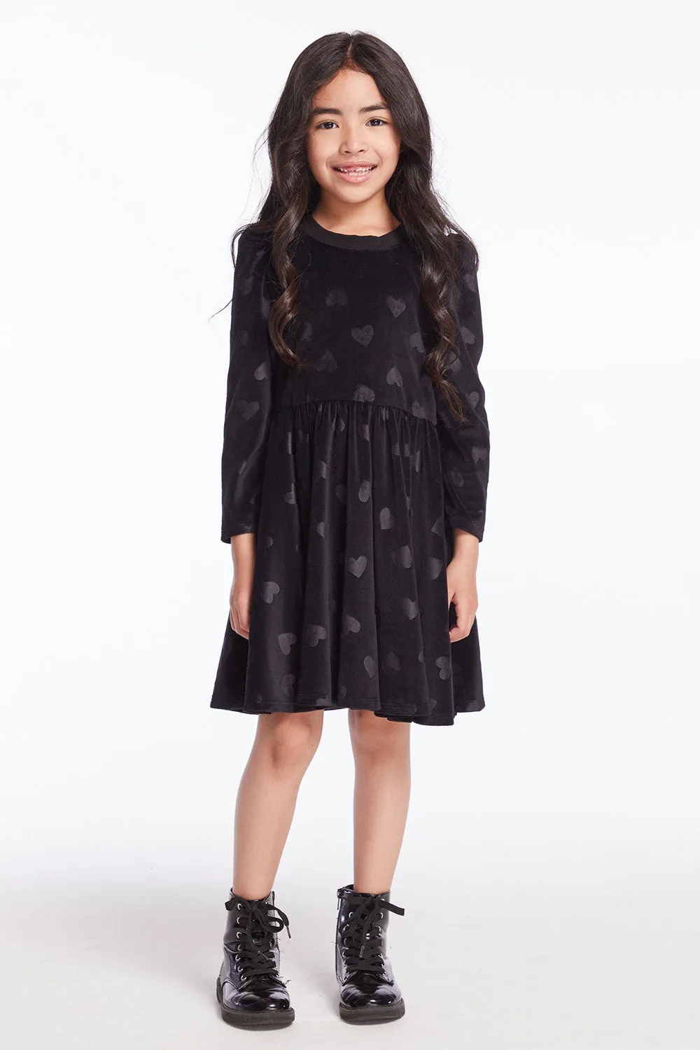 Girls Licorice Puff Long Sleeve Dress with Twirl Skirt