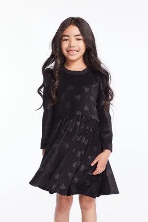 Girls Licorice Puff Long Sleeve Dress with Twirl Skirt