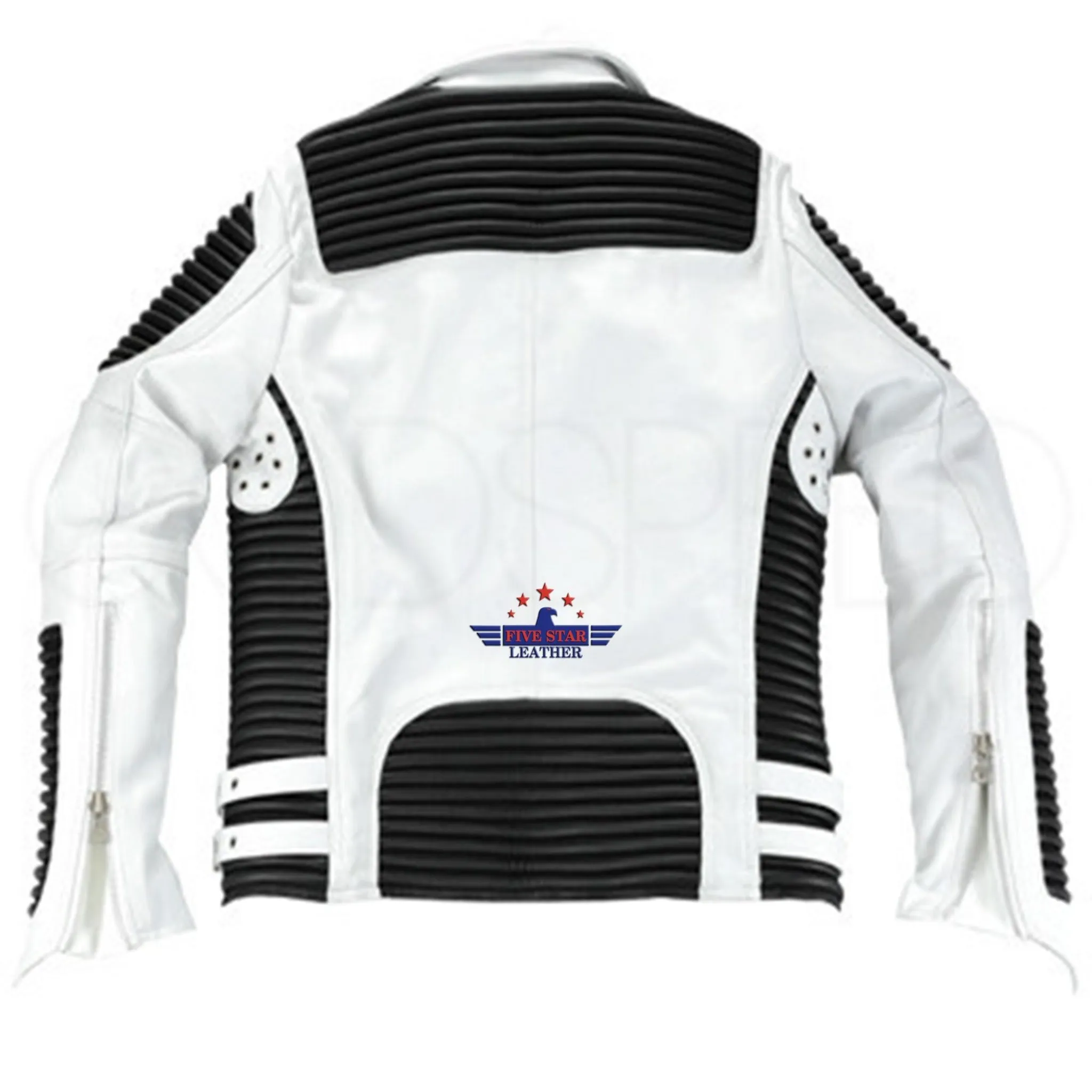 God Gift Men's Black and white Motor Biker SPEED Real Leather Jacket