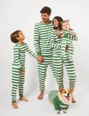 Green & White Stripes Matching Family Pajama Set