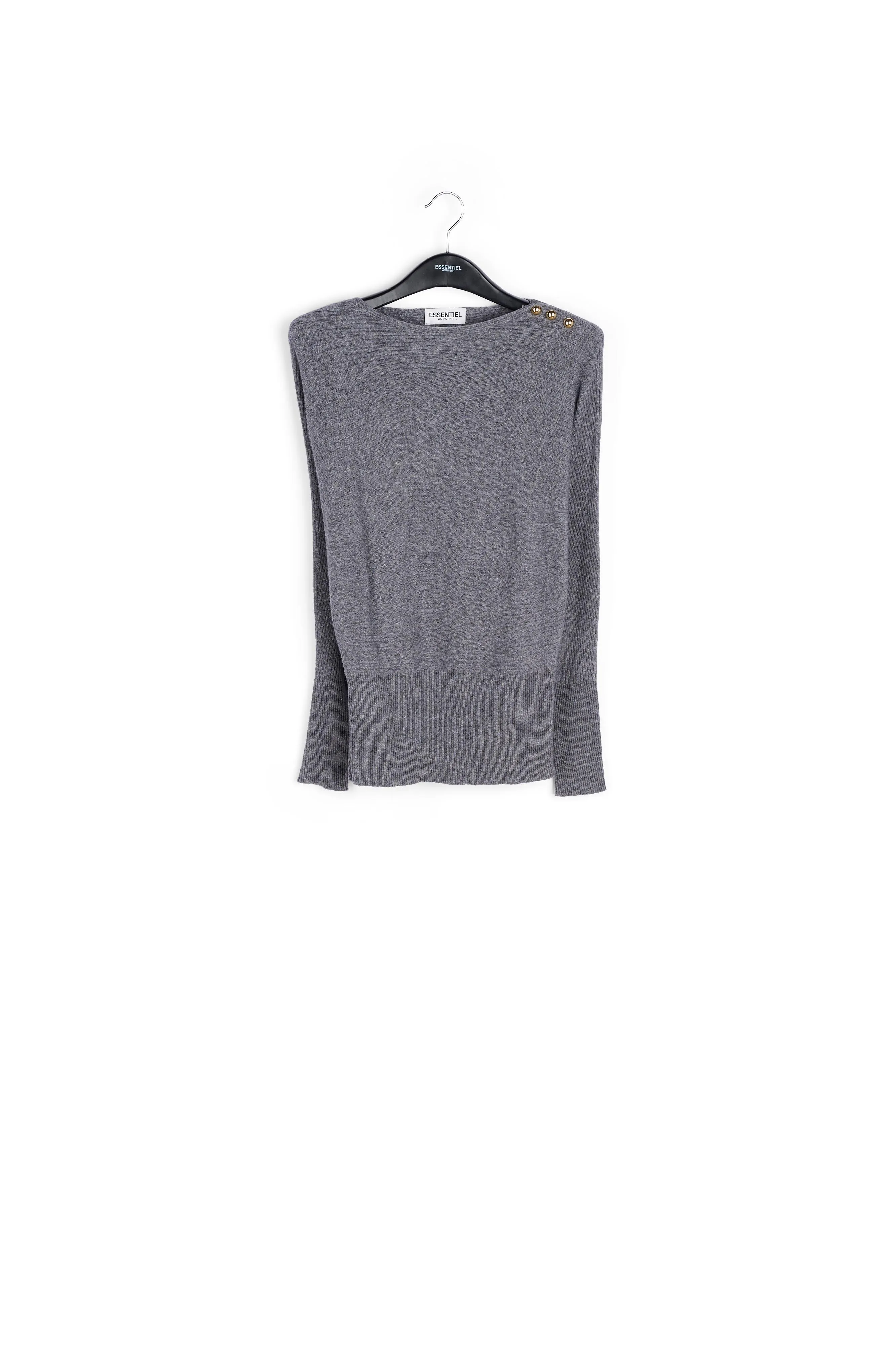 Grey batwing-sleeve knit sweater