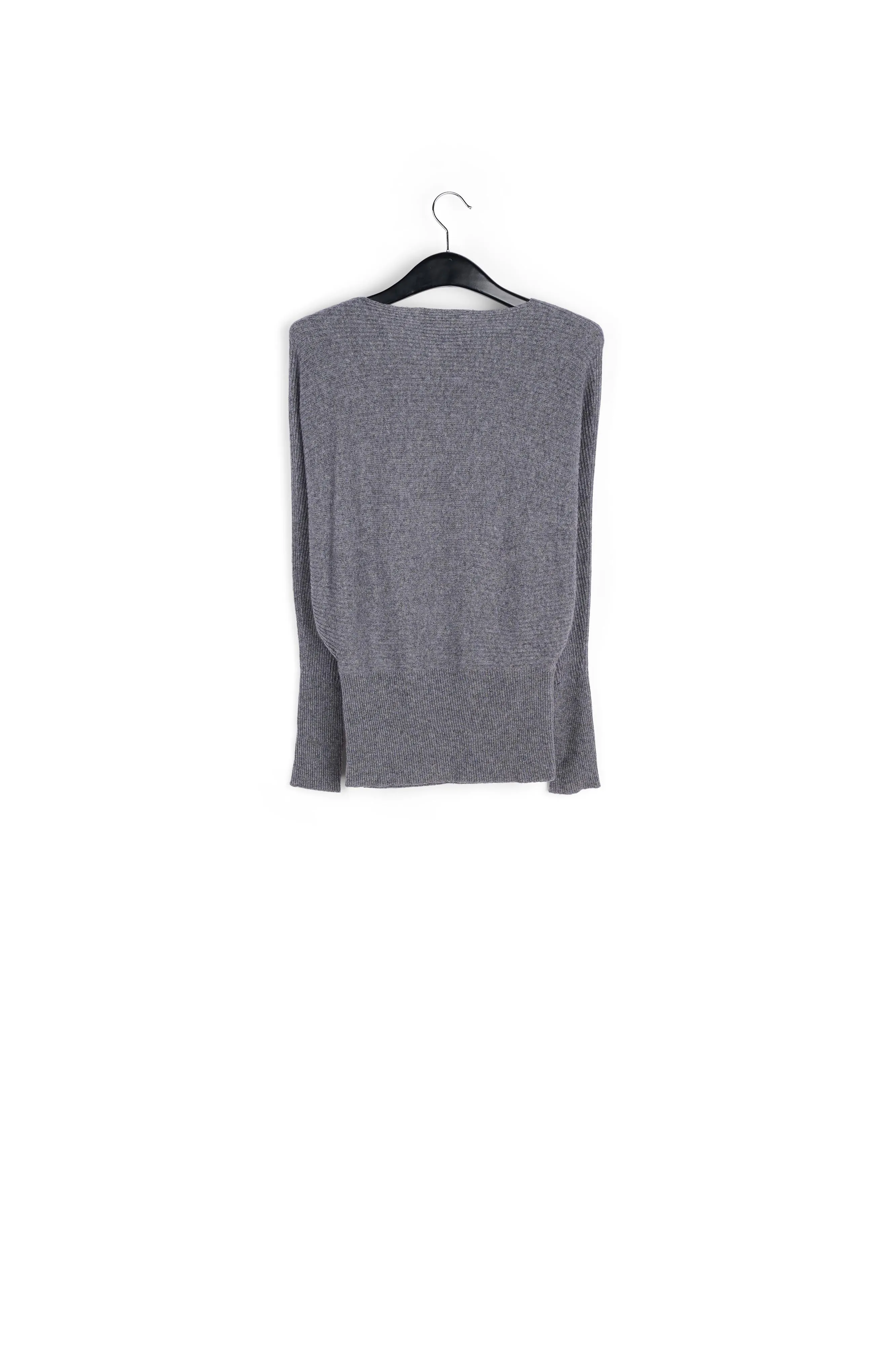 Grey batwing-sleeve knit sweater