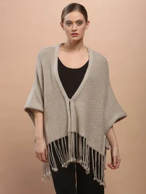 Hand Knitted Fringed Cape