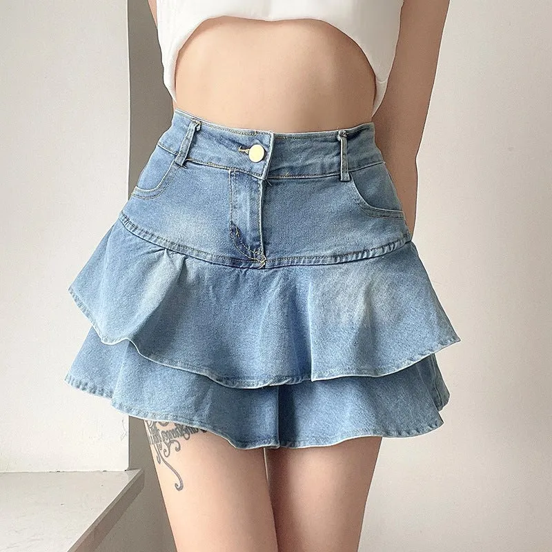 High Waist Denim Cake Skirts