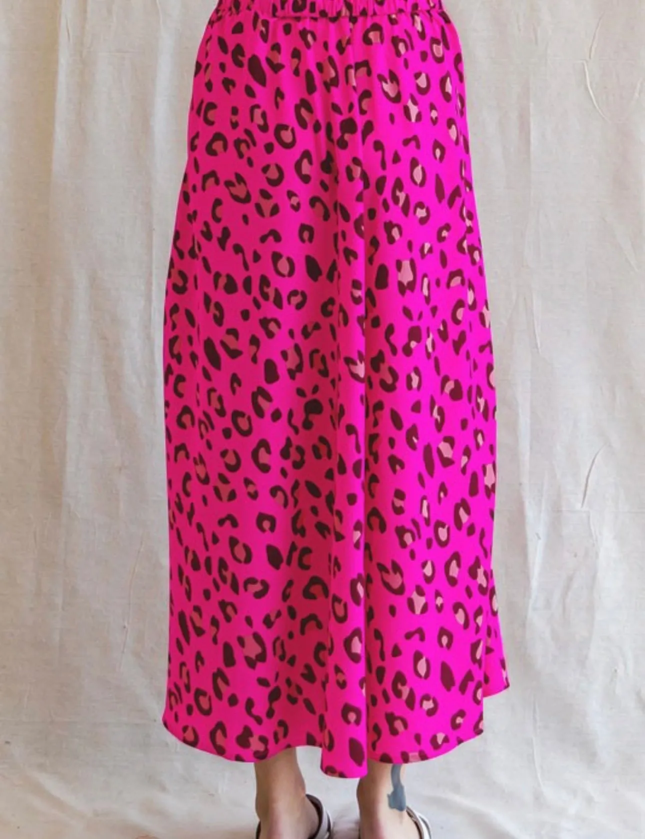 Jodifl Hot Pink Animal Print Long Modest Skirt