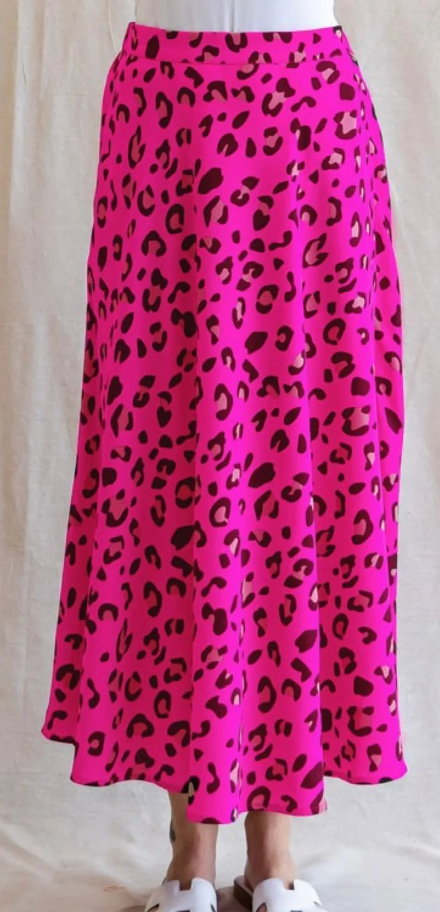 Jodifl Hot Pink Animal Print Long Modest Skirt