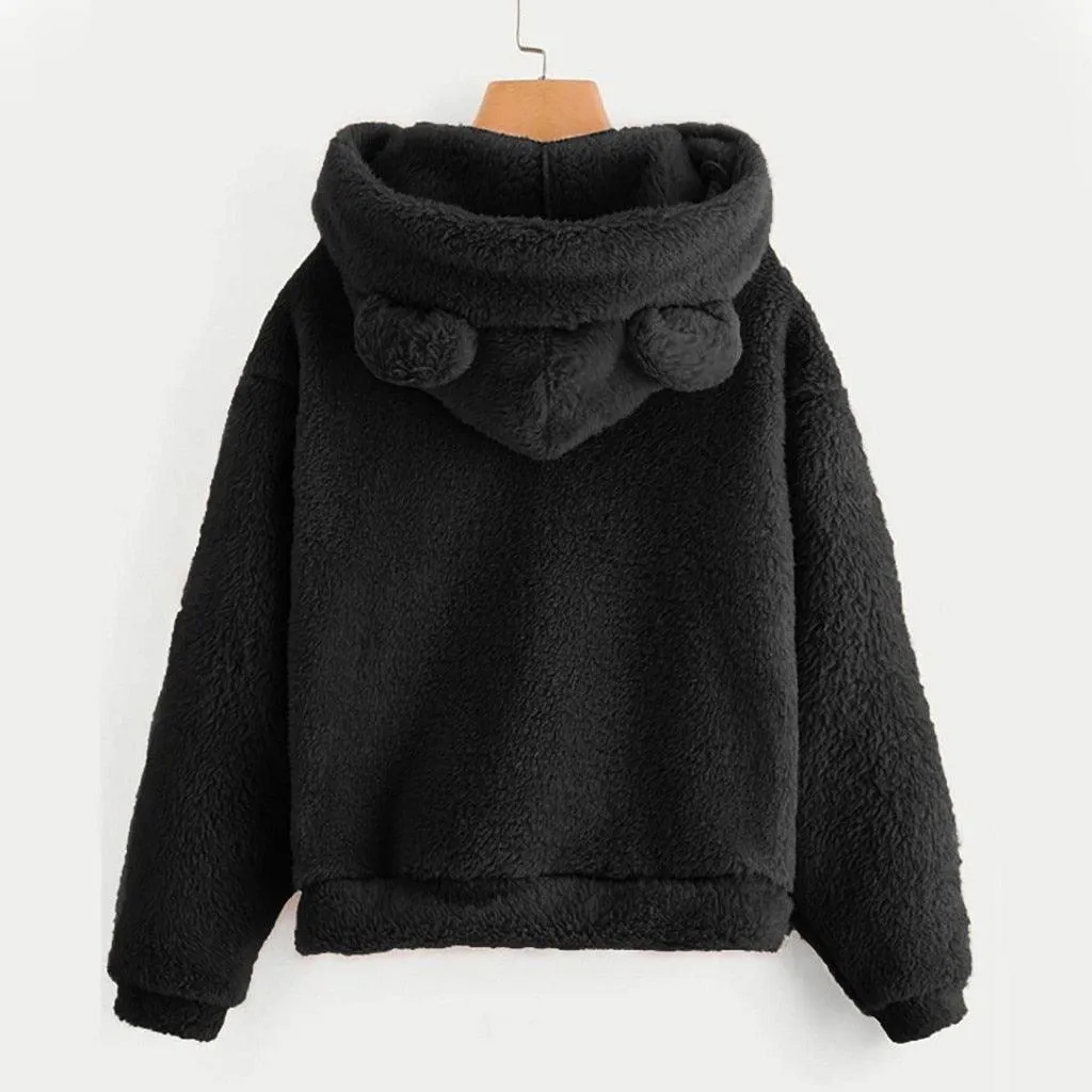 Kawaii Fluffy Bear Ears Hoodie Coat - Stay Cozy and Cute All Winter Long! 🐻❄️