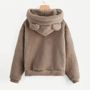 Kawaii Fluffy Bear Ears Hoodie Coat - Stay Cozy and Cute All Winter Long! 🐻❄️