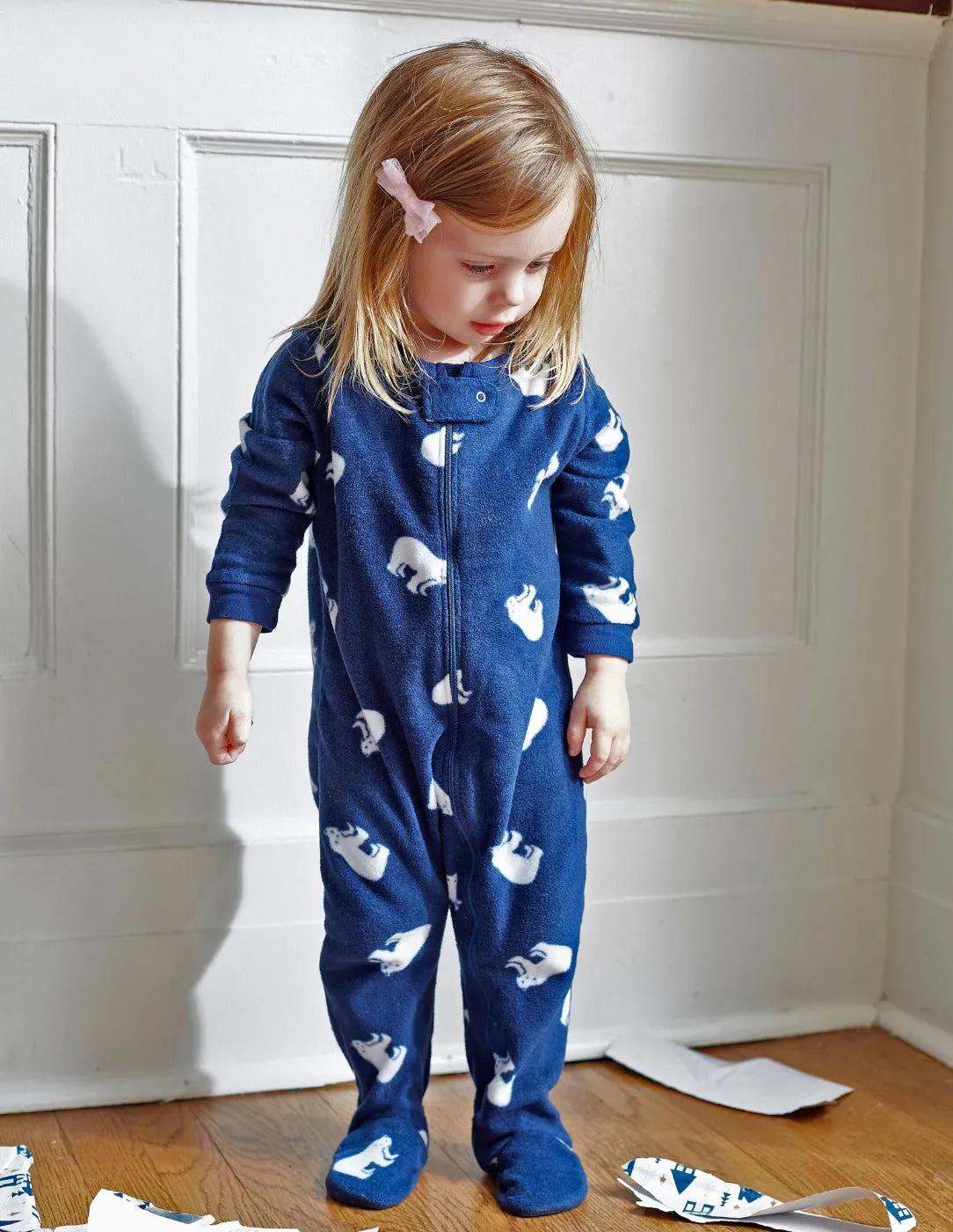 Kid's Footed Fleece Polar Bear Pajamas