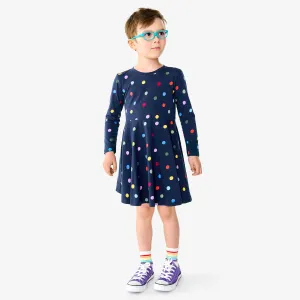 Kids long sleeve twirly dress in confetti dots