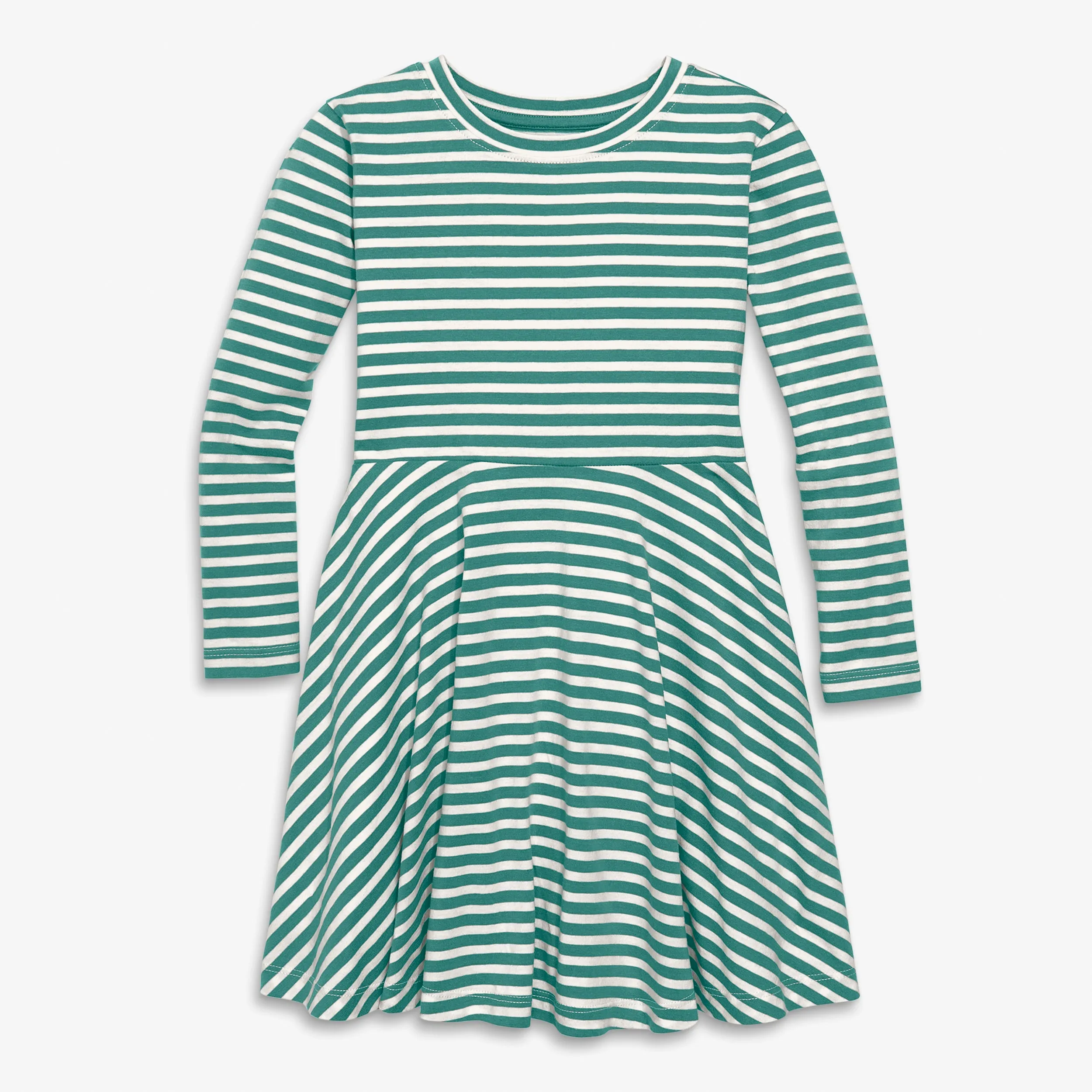 Kids long sleeve twirly dress in mini stripe